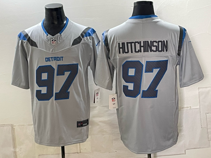 2026 Men Detroit Lions #97 Hutchinson grey Nike Limited NFL Jersey 0912004->detroit lions->NFL Jersey